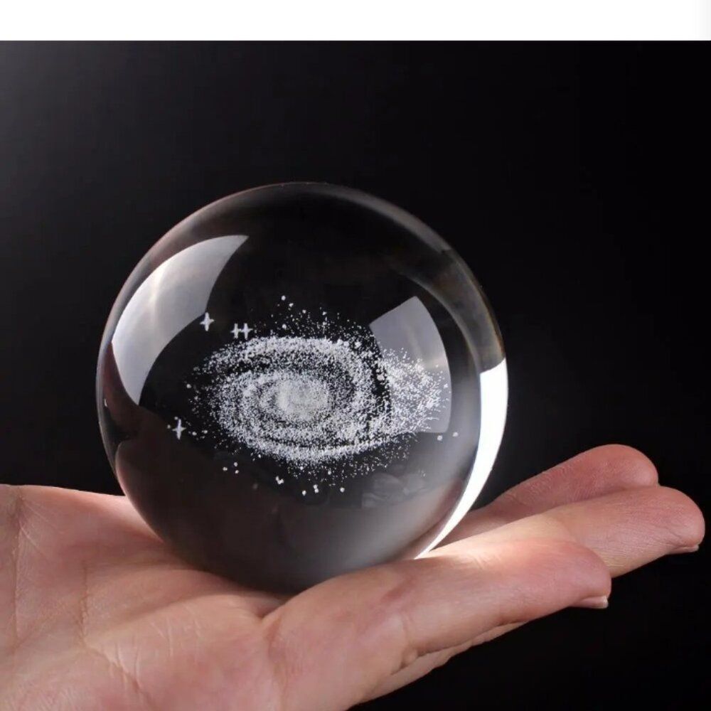 Laser Engraved Galaxy Milky Way Orb Crystal Ball Glass Sphere Celestial Stars